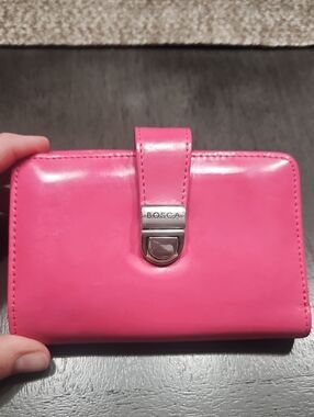 Bosca Hot Pink Leather Snap-Closure Wallet